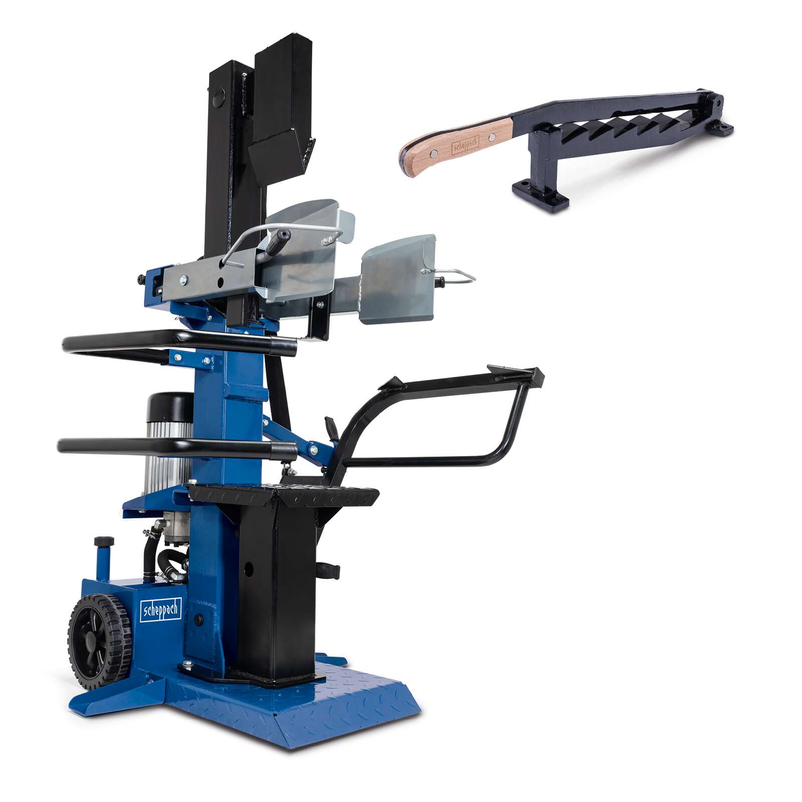 Holzspalter stehend Compact 10t scheppach - 400V | 10t | 3500W | Meterholzspalter 1070mm x 380mm | inkl. Spanmesser