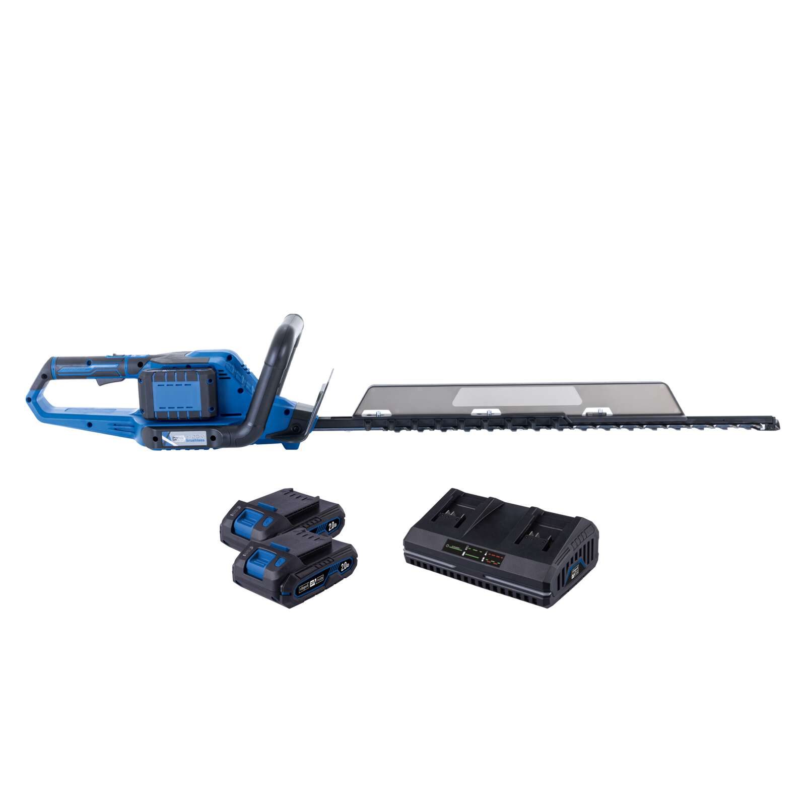 Akku Heckenschere BC-HT720-X Scheppach | Brushless | Schnittlänge 650mm | Schnittstärke 30mm | inkl. 2x 2Ah Akku + 2,4A Doppelladegerät