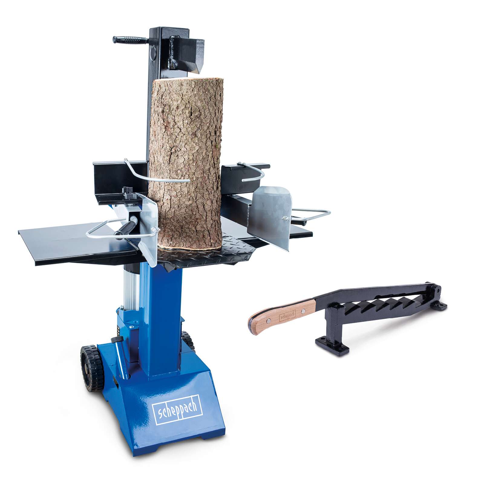 Holzspalter stehend HL810 scheppach - 230V | 8t | 3000W | Spalthub 550mm | inkl. Spanmesser