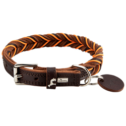 HUNTER Hundehalsband Solid Education Cord dunkelbraun/orange, Gr. 40, Breite: ca. 2 cm, Länge: ca. 30 - 36 cm