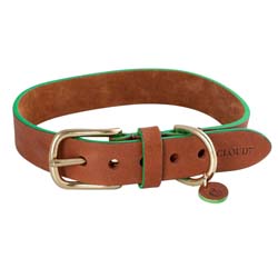Cloud7® Hunde-Halsband Prince Park cognac/green, Gr. XXS, Breite: ca. 1,2 cm, Halsumfang: ca. 17 - 22 cm