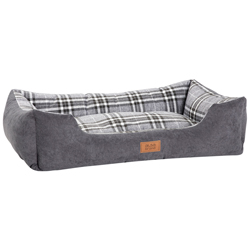 alsa-brand Hundebett Sofa Karo grau-kariert, Außenmaße: ca. 100 x 70 x 27 cm