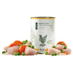 alsa-nature BIO Hühnchen mit Reis und jungem Gemüse, Anzahl: 400 g, 400 g, Hundefutter nass