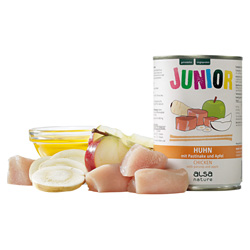 alsa-nature JUNIOR Huhn mit Pastinake & Apfel, Anzahl: 400 g, 400 g, Hundefutter nass