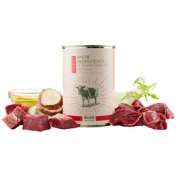 alsa-nature FINEST Rinder-Muskelfleisch mit Topinambur, Fenchel & Leinöl, Anzahl: 400 g, 400 g, Hundefutter nass