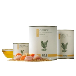 alsa-nature CLASSIC Geflügel mit Vollkornreis und Karotte, Anzahl: 6 x 400 g, 400 g, Hundefutter nass