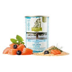isegrim® Junior RIVER Lachs mit Hirse, Blaubeeren & Wildkräutern, Anzahl: 400 g, 400 g, Hundefutter nass