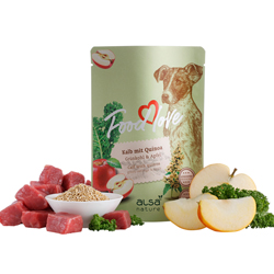 alsa-nature FOODLOVE Kalb mit Quinoa, Grünkohl & Apfel, Anzahl: 6 x 300 g, 300 g, Hundefutter nass