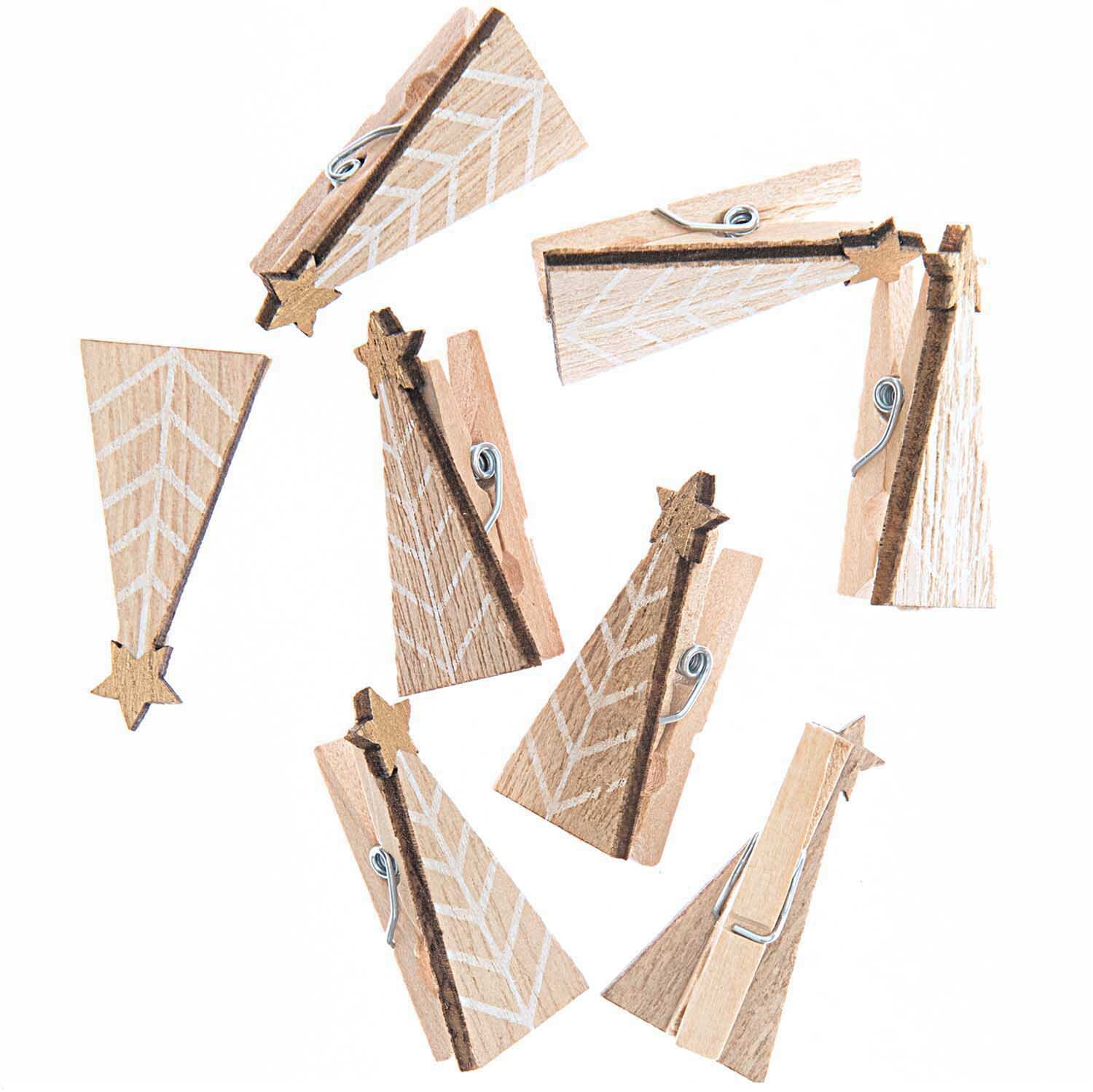 Dekoklammern Tannenbaum Natur 3cm