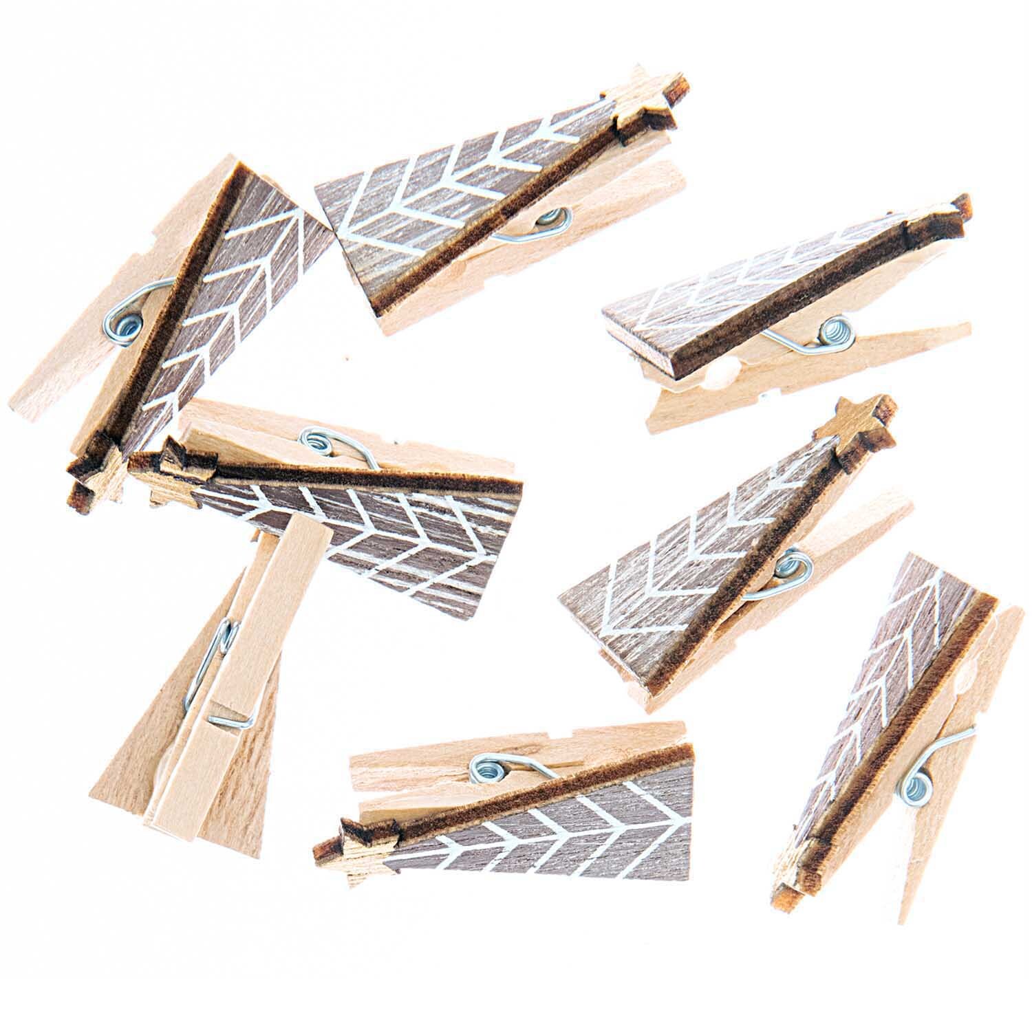 Dekoklammern Tannenbaum shabby chic 3cm 8 Stück