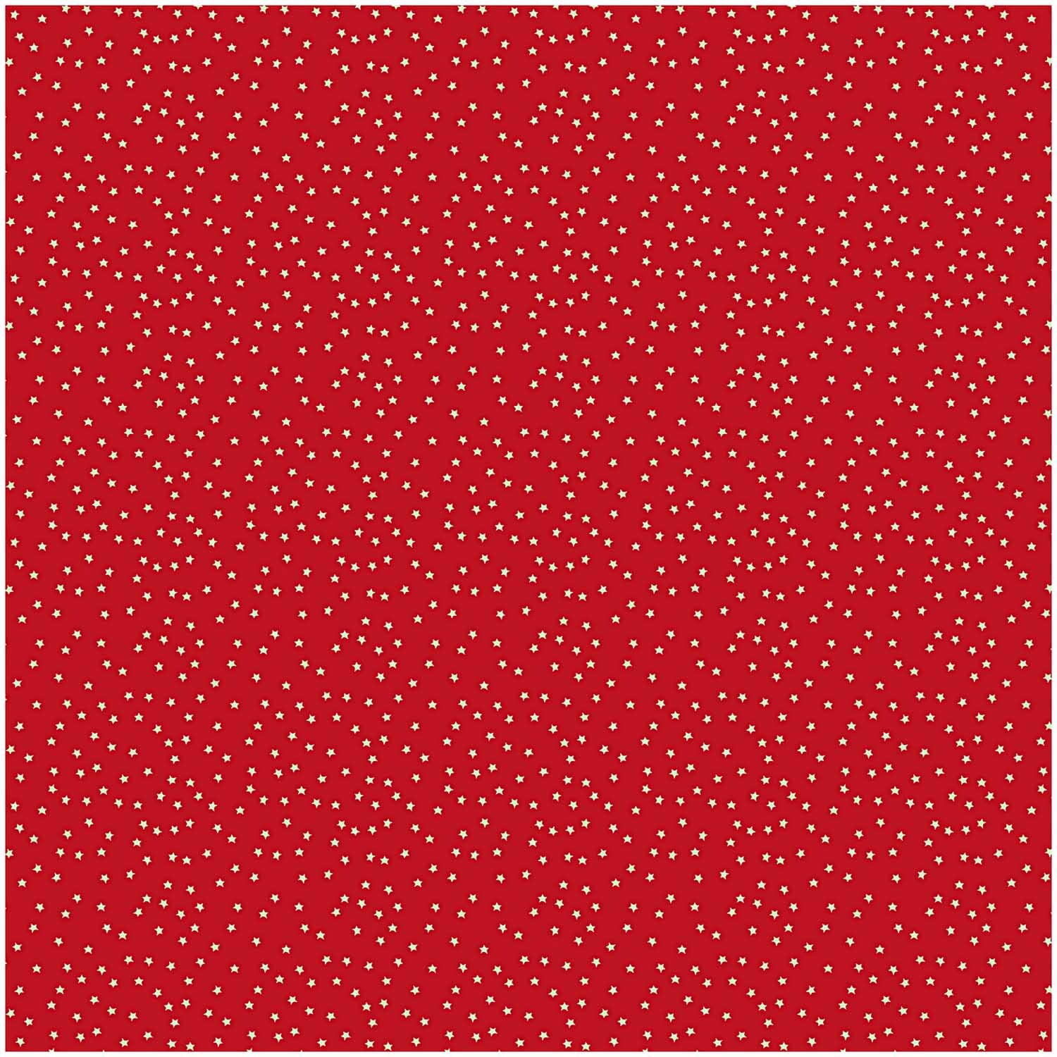 Stoff Sterne rot-natur 140cm
