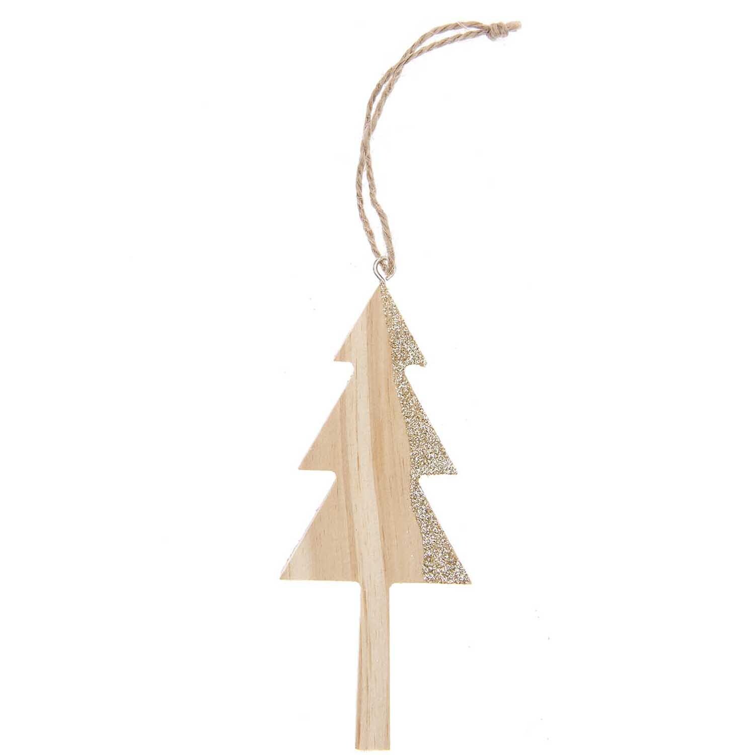 Holzhänger Tannenbaum natur-gold