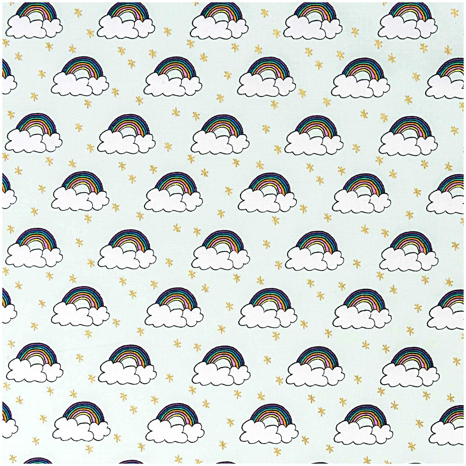 Stoff Regenbogen mint-gold 140cm