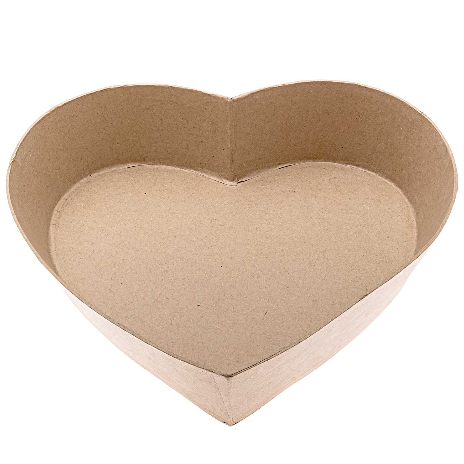 Pappmaché Herz-Teller natur 22x23,5x5cm