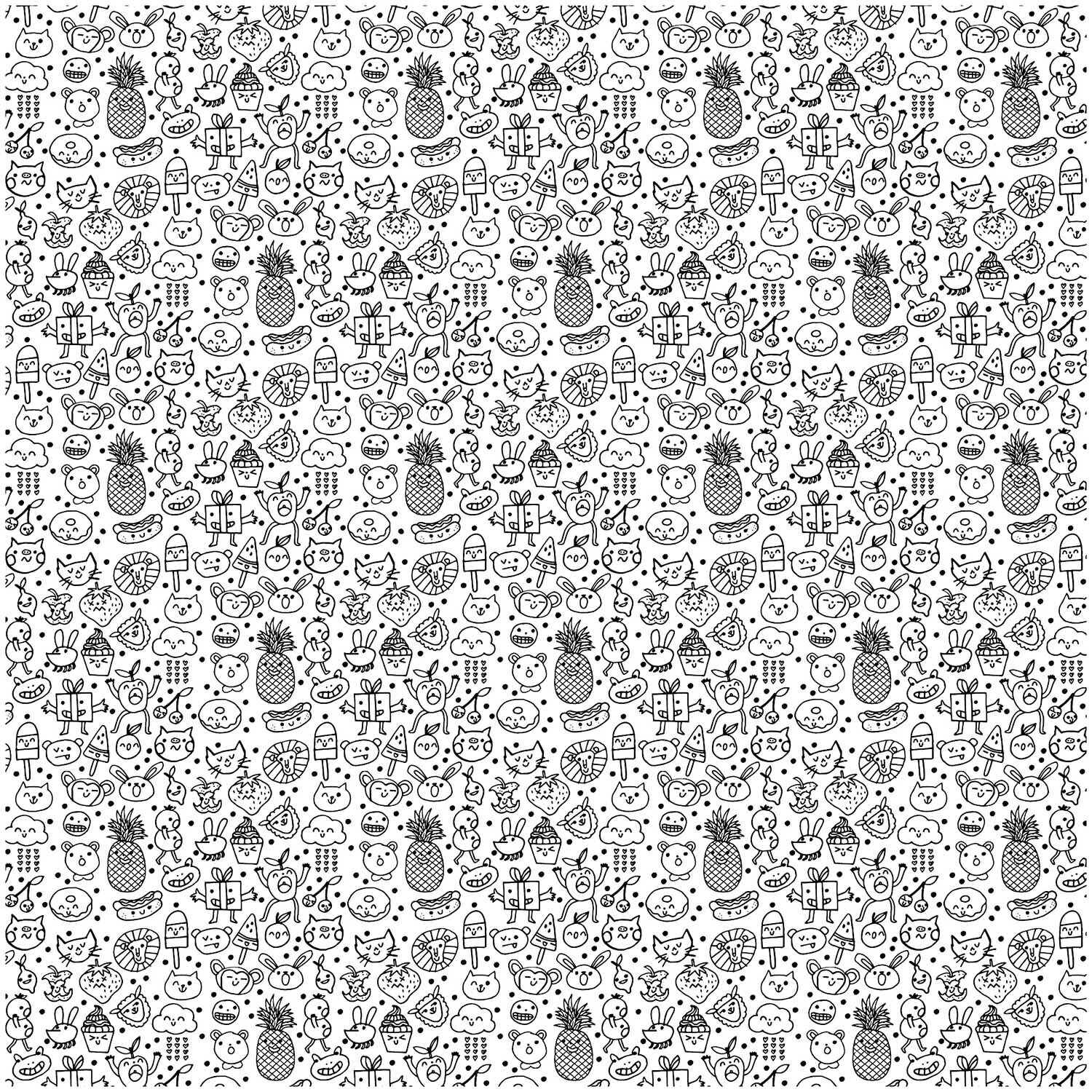 Stoff Gesichter weiß-schwarz 140cm