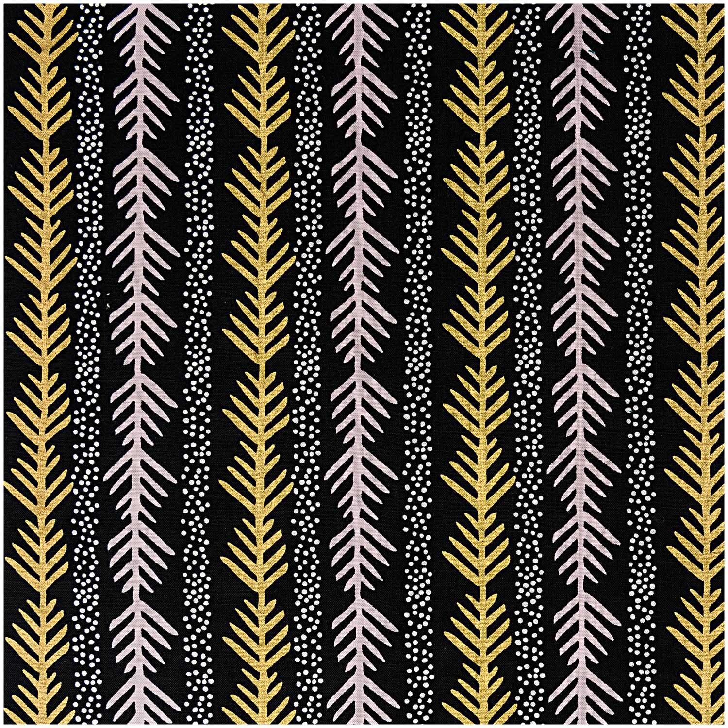 Stoff grafische Tanne schwarz-gold 140cm breit