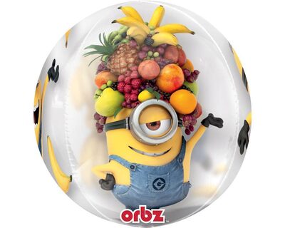 AMSCAN 3459401 Orbz 'Minions' Folienballon Clear, G40, verpackt, 38 x 40cm