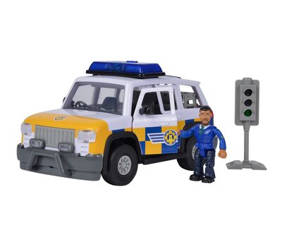 SIMBA 109251096 Feuerwehrmann Sam - Polizeiauto 4x4 mit Polizist-Malcolm-Figur
