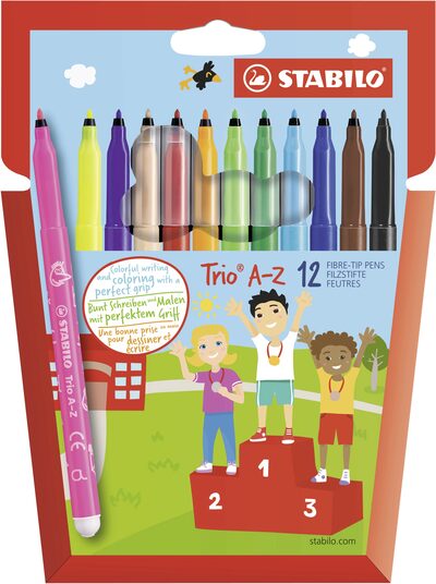 STABILO 378/1-12-01 Filzstift - STABILO Trio A-Z - 12er Pack - mit 12 verschiedenen Farben
