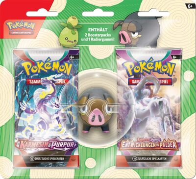 POKEMON 45491 PKM Pokémon Karmesin & Purpur Entwicklungen in Paldea Back to School Eraser Blister, sortiert