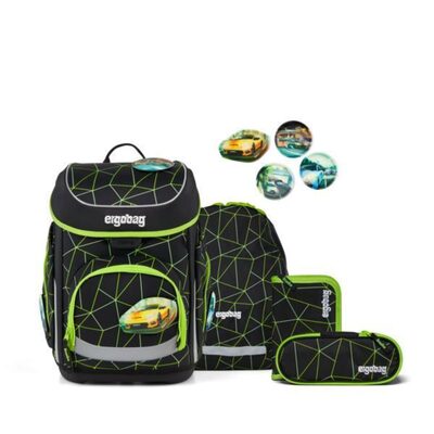 ERGOBAG 01510-90357-10 Schulranzen-Set CyBär Race cubo, Grün, Schwarz
