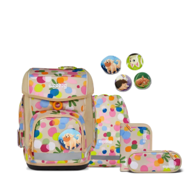 ERGOBAG 01213-90353-10 Cubo 5-teiliges Schulrucksack-Set Flower PowBär, beige