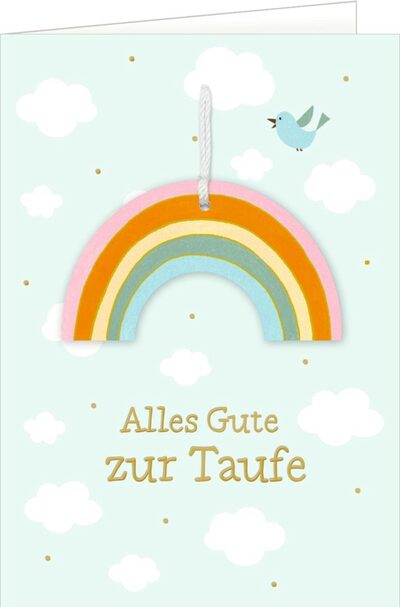 COPPENRATH 95116 Grußkarte - Alles Gute zur Taufe - Regenbogen hellblau