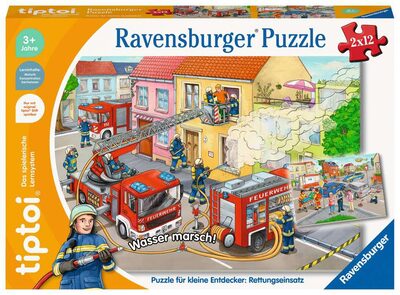 RAVENSBURGER 00133 tiptoi® Kinderpuzzle 2 x 12 Teile Puzzle für kleine Entdecker: Rettungseinsatz