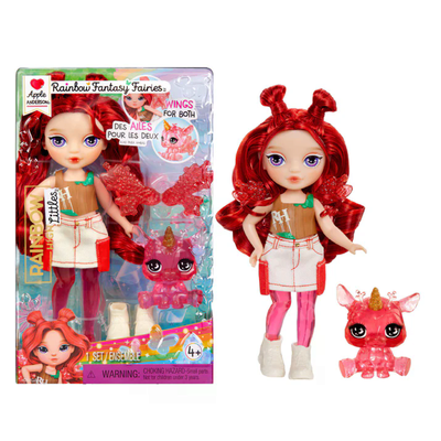 MGA 543381-EUC Rainbow High Littles Rainbow Fantasy Fairies Doll- Apple (Red)