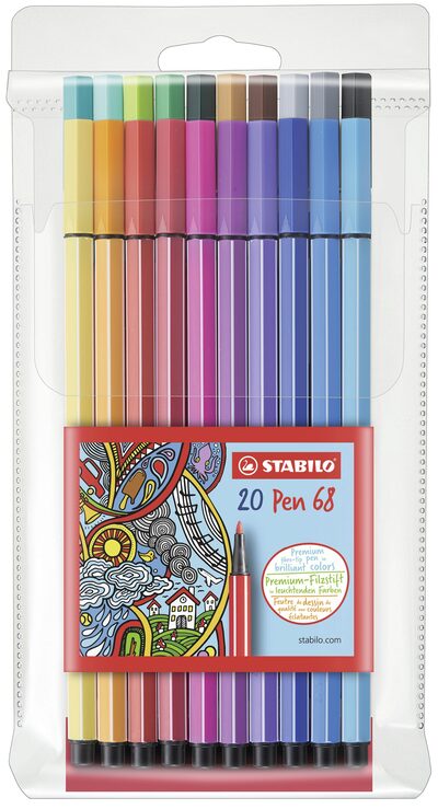 STABILO 6820/PL Premium-Filzstift - STABILO Pen 68 - 20er Pack - mit 20 verschiedenen Farben