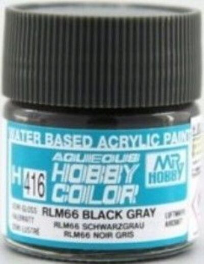 MR. HOBBY H-416 Aqueous Hobby Colors (10 ml) RLM66 Black Gray
