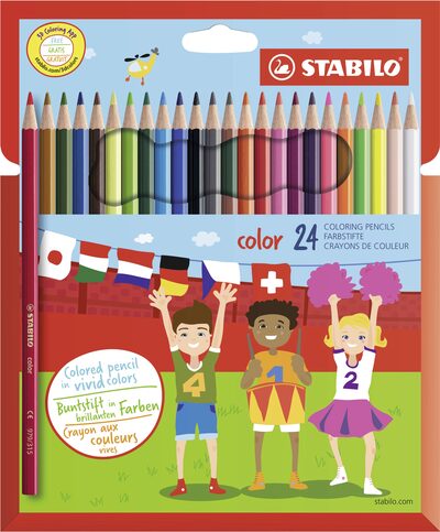 STABILO 1924/77-01 Buntstift - STABILO color - 24er Pack - mit 24 verschiedenen Farben inklusive 4 Neonfarben