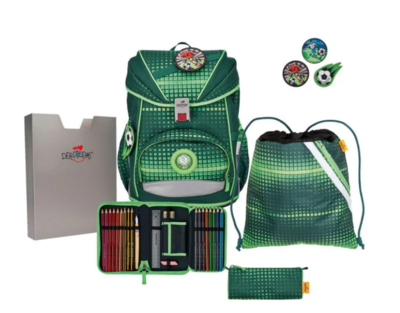 DERDIEDAS 8505155 Ergoflex Schulranzen-Set Soccer Green 5-teiliges Set