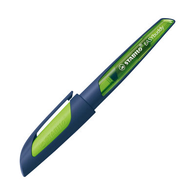 STABILO 5031/12-41 Schulfüller mit Standard-Feder M - STABILO EASYbuddy Twilight Sky in stahlblau/limette - Schreibfarbe blau (löschbar) - Einzelstift - inkl. Patrone