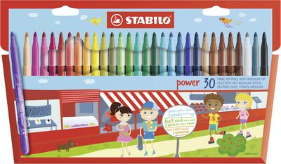 STABILO 280/30-01 Filzstift - STABILO power - 30er Pack - mit 30 verschiedenen Farben
