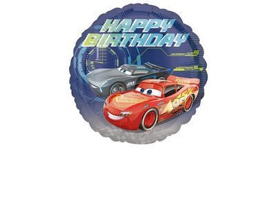 AMSCAN 3536601 Standard 'Cars - Happy Birthday' Folienballon Rund, S60, verpackt, 43cm