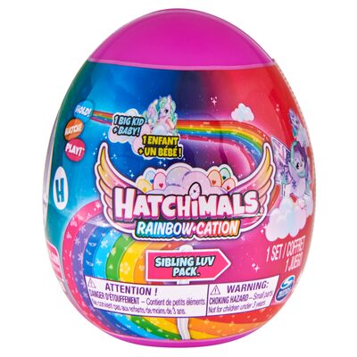 SPIN MASTER 20420 Hatchimals Rainbowcation Sibling Pack, großes wiederverwendbares Ei mit 2 CollEGGtibles-Figuren und kleiner Stoffdecke