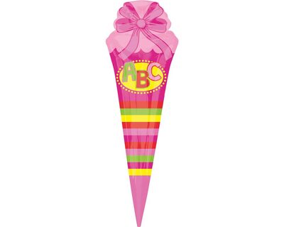 AMSCAN 3583301 SuperShape 'Schultüte - pink' Folienballon, P35, verpackt, 25 x 76 cm