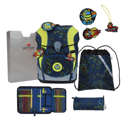 DERDIEDAS D851100119700 Schulranzen-Set 5-teilig Neon Crazy ErgoFlex Tiny