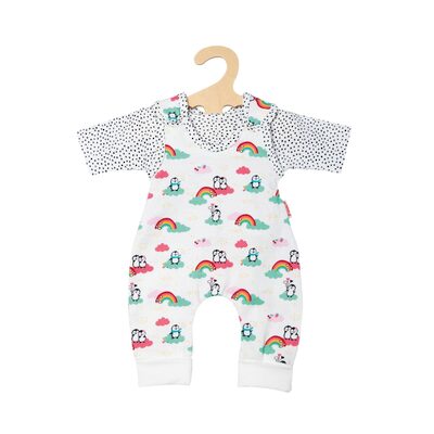 HELESS 1185 Puppen-Strampler mit T-Shirt Pinguin Pünktchen, Größe 28-35 cm