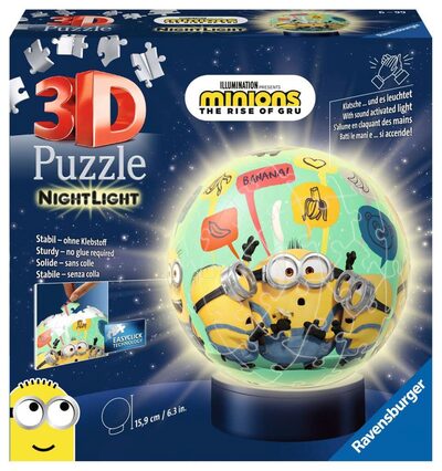 RAVENSBURGER 11180 3D Puzzle Nachtlicht PuzzleBall Minions 72 Teile