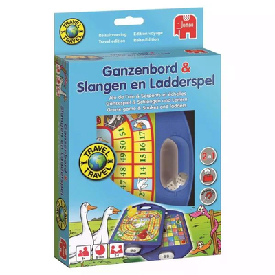 JUMBO 12765 Gänsespiel & Schlangen und Leitern Kompaktspiel