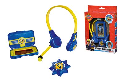 SIMBA 109252513 Feuerwehrmann Sam Polizei Headset und Smartphone
