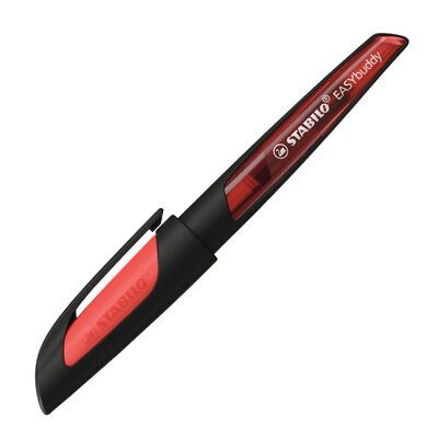 STABILO 5031/8-41 Schulfüller mit Standard-Feder M - STABILO EASYbuddy in schwarz/rot - Schreibfarbe blau (löschbar) - Einzelstift - inklusive Patrone