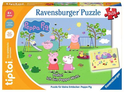 RAVENSBURGER 00163 tiptoi® Kinderpuzzle 2 x 24 Teile Puzzle für kleine Entdecker: Peppa Pig