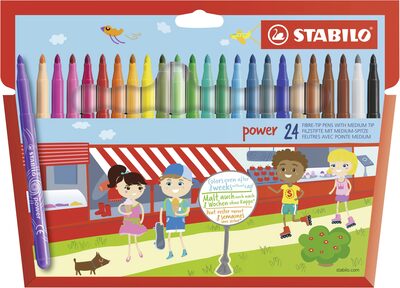 STABILO 280/24-01 Filzstift - STABILO power - 24er Pack - mit 24 verschiedenen Farben