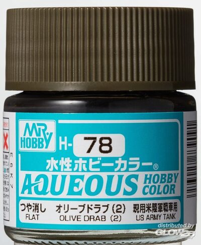 MR HOBBY - GUNZE H-078 Mr Hobby -Gunze Aqueous Hobby Colors (10 ml) Olive Drab (2) [30