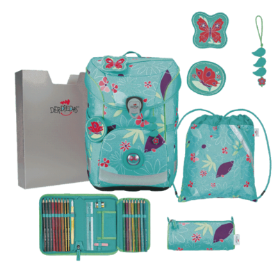 DERDIEDAS D849100119900 Schulranzen-Set 5-teilig Butterfly Garden ErgoFlex Easy