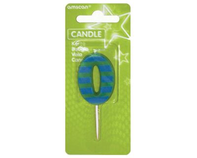 AMSCAN INT996430 Zahlenkerze mit Pick 0 Dots & Stripes 7,6 cm