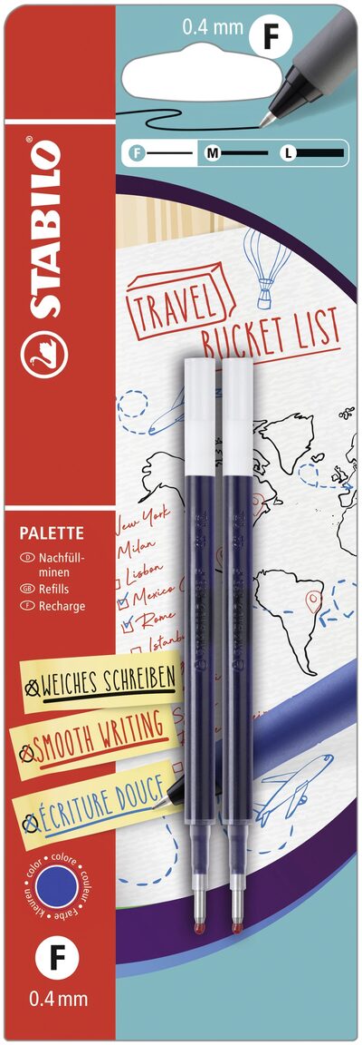 STABILO B-55616-5 Nachfüllpatrone - STABILO PALETTE Refill - Strichbreite F (0,4 mm) - 2er Pack - blau